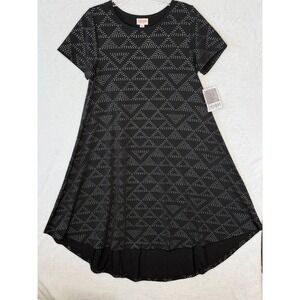 NEW LuLaRoe Women's XS Black Silver Dotted Triangle Carly High Low T-Shirt Dress